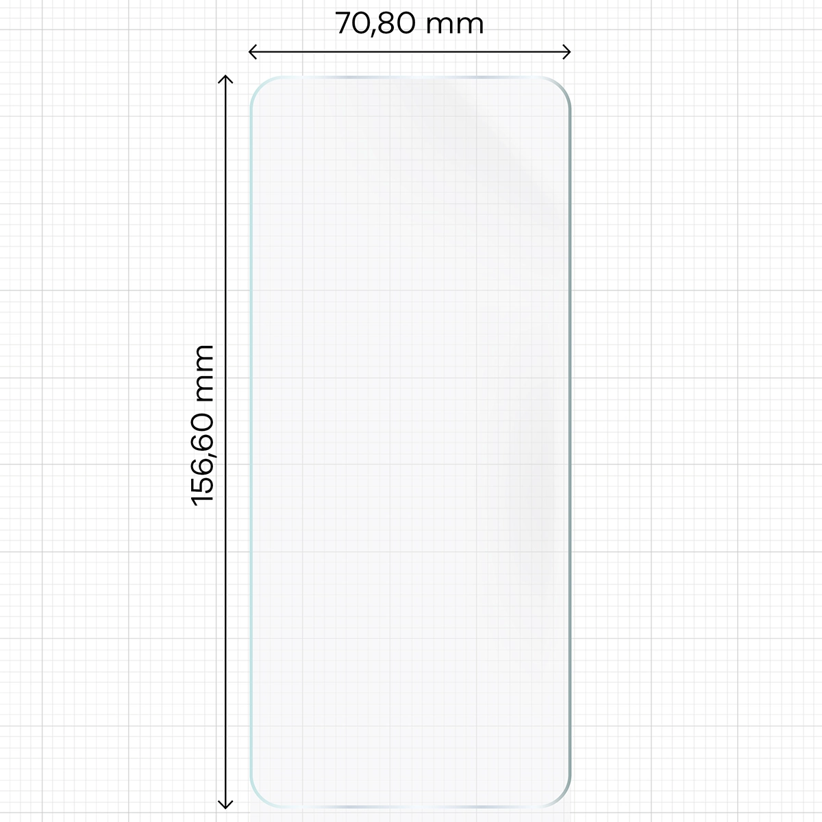 Miarka z wymiarami folii hydrożelowej Bizon Film Hydrogel Front do Xiaomi Redmi Note 14 4G / Xiaomi Redmi Note 14 5G / Xiaomi POCO M7 Pro 5G
